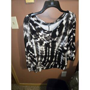 Simply Vera Vera Wang Black White Gray Tie Dye Long Sleeve Top XL
